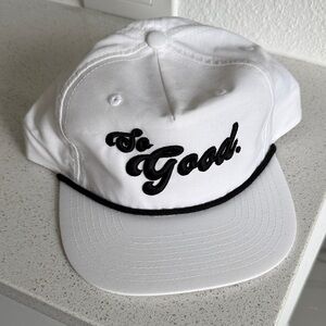 SO Good NWOT White Snap Back BallCap Hat with Black Rope